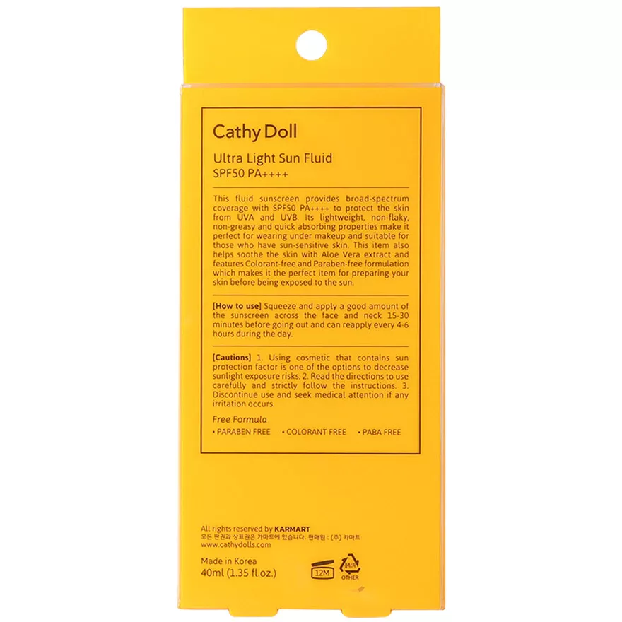 Cathy Doll - Ultra Light Sun Fluid SPF50 PA++++ 40ml.