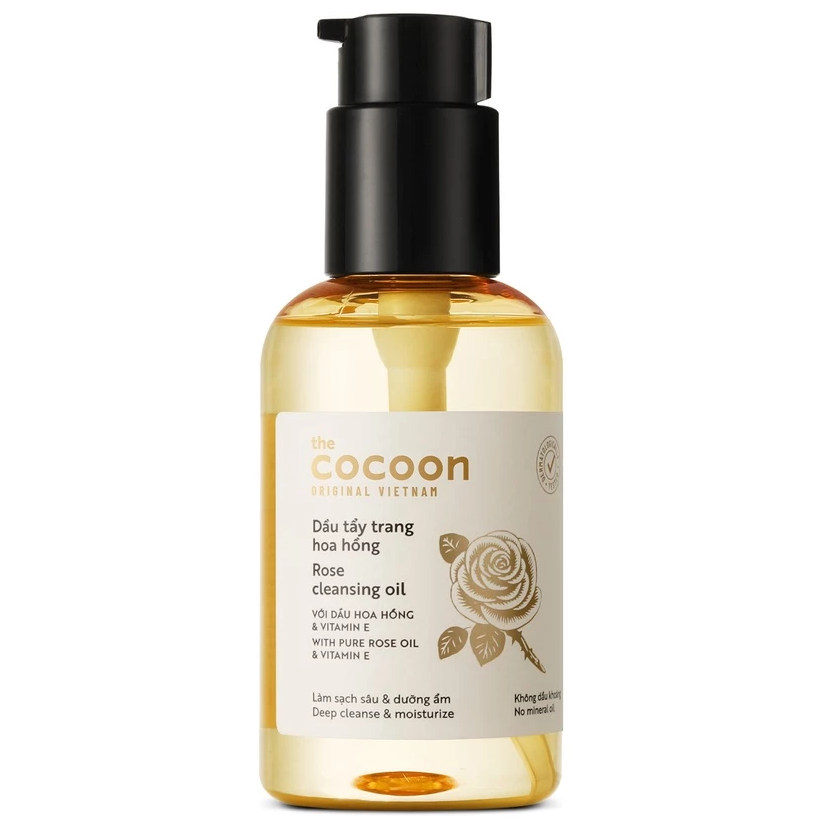 Cocoon Vietnam - Rose Cleansing Oil (Dầu Tẩy Trang Hoa Hồng) with Pure Rose Oil & Vitamin E 140ml.