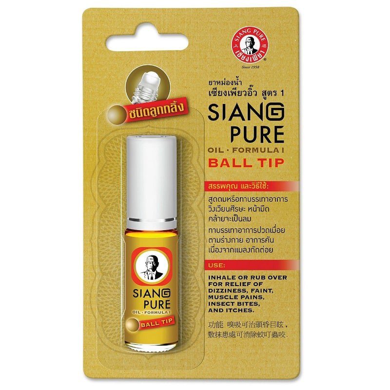 Siang Pure - Balm Oil Formula 1 - Ball Tip 3 ml (Pack of 6) - Made in Thailand