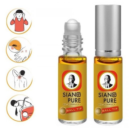 Siang Pure - Balm Oil Formula 1 - Ball Tip 3 ml (Pack of 6) - Made in Thailand