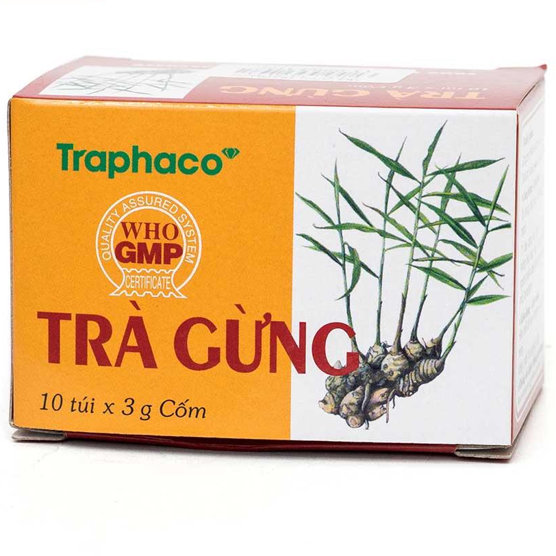 Traphaco - Trà Gừng - Instant Ginger Tea for Body Warming Trà Gừng Hòa Tan Giữ Ấm Nhanh Chóng 3g. (10 Sachets)