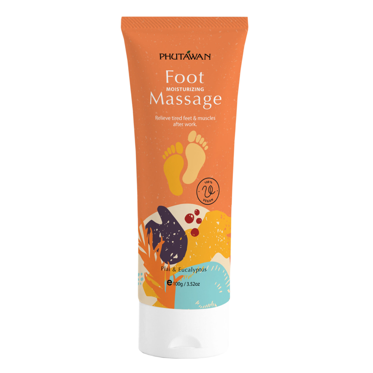 Phutawan - Foot Moisturizing Massage Cream with Plai and Eucalyptus 100g.