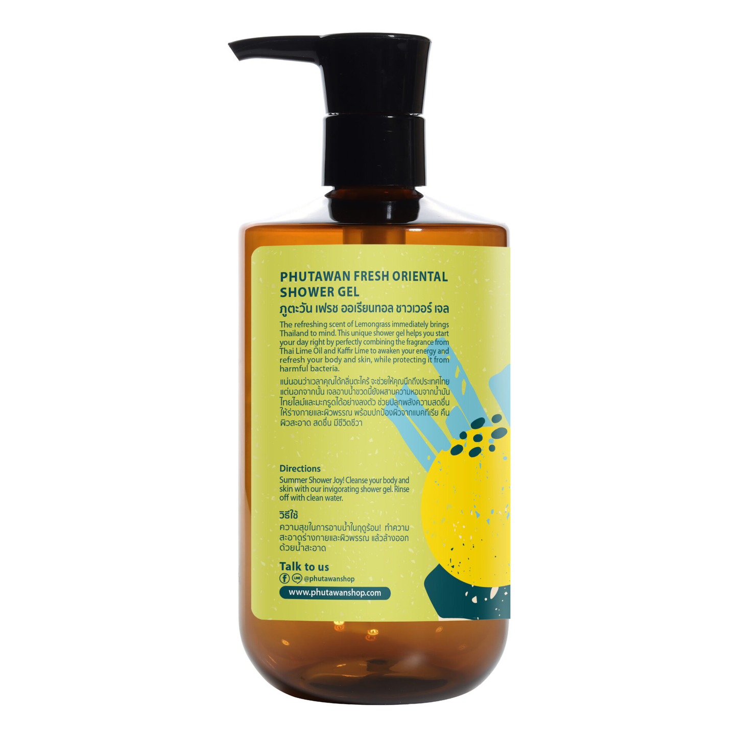 Phutawan - Tropical Fresh Oriental Shower Gel with Lemongrass, Thai Lime and Kaffir Lime 400ml.