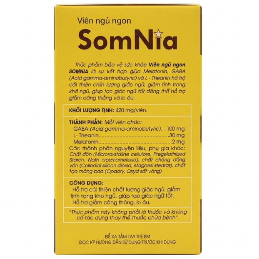 Traphaco - SomNia - Sleep Support Supplement for Restful Sleep Viên Ngủ Ngon: Hỗ Trợ Giấc Ngủ Sâu (60 Tablets)