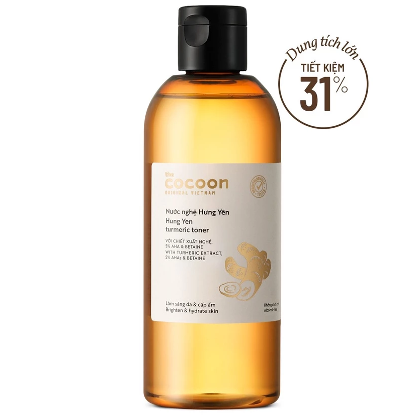 Cocoon Vietnam - Hung Yen Turmeric Toner (Nước Nghệ Hưng Yên) with Turmeric Extract, 5% AHAs & Betaine 310ml.