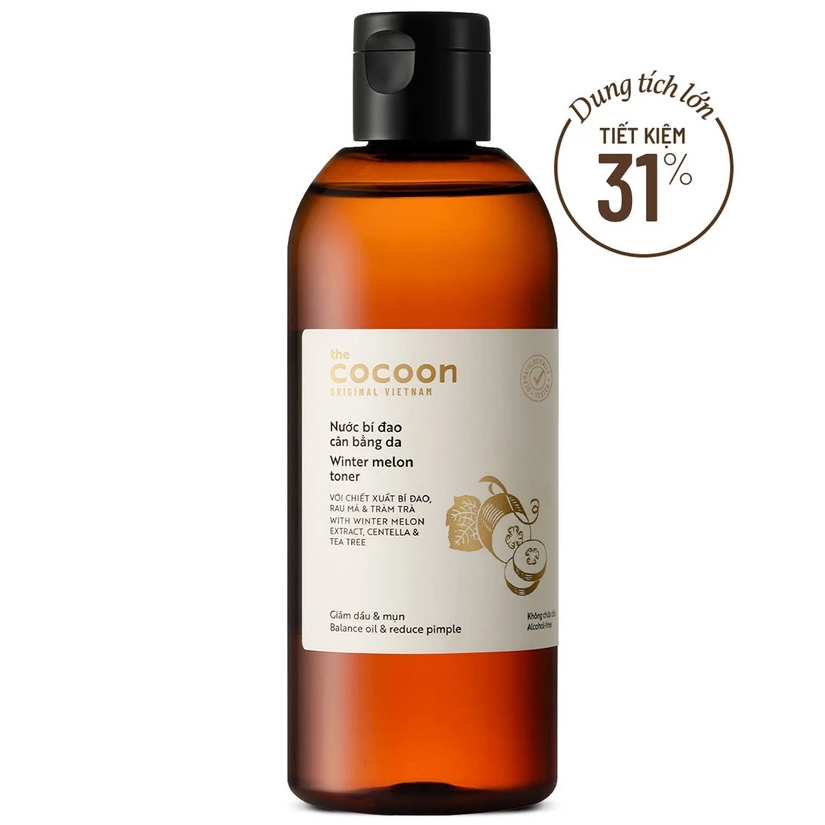Cocoon Vietnam - Winter Melon Toner (Nước Bí Đao Cân Bằng Da) with Winter Melon Extract, Centella & Tea Tree 310ml.
