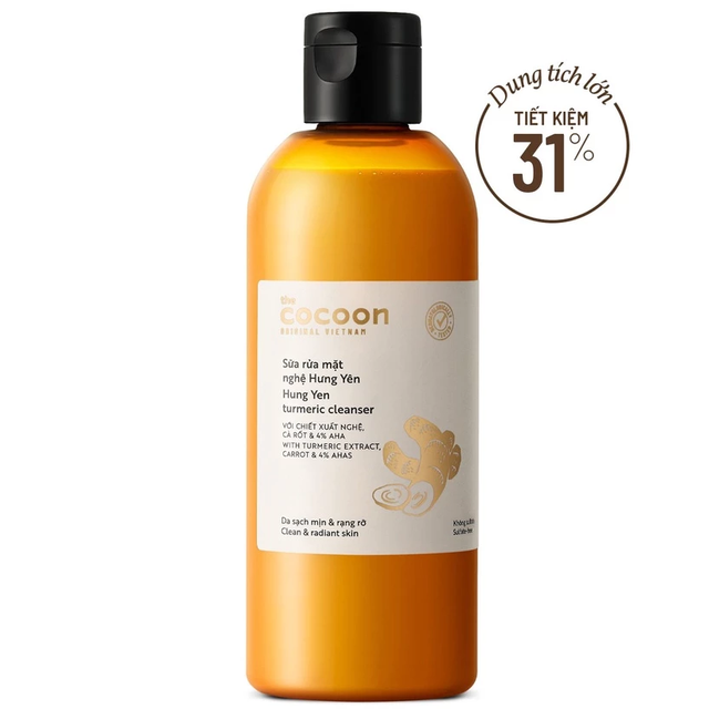 Cocoon Vietnam - Hung Yen Turmeric Cleanser (Sữa Rửa Mặt Nghệ Hưng Yên) with Turmeric Extract & Carrot 310ml.
