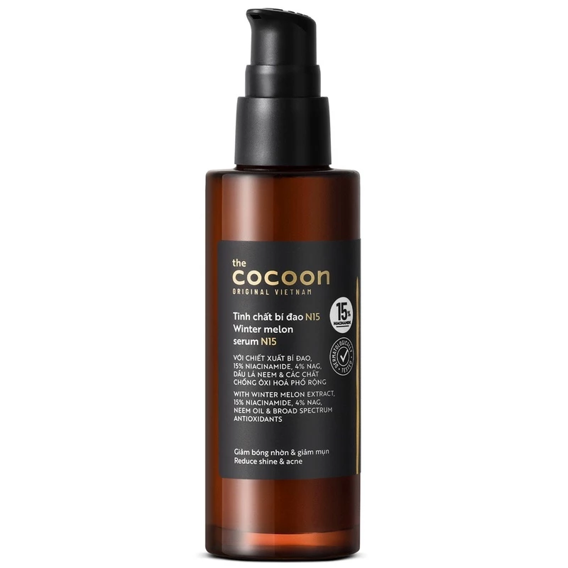 Cocoon Vietnam - Winter Melon Serum N15 (Tinh Chất Bí Đao N15) with Winter Melon Extract, 15% Niacinamide, 4% NAG, Neem Oil & Broad Spectrum Antioxidants 70ml.