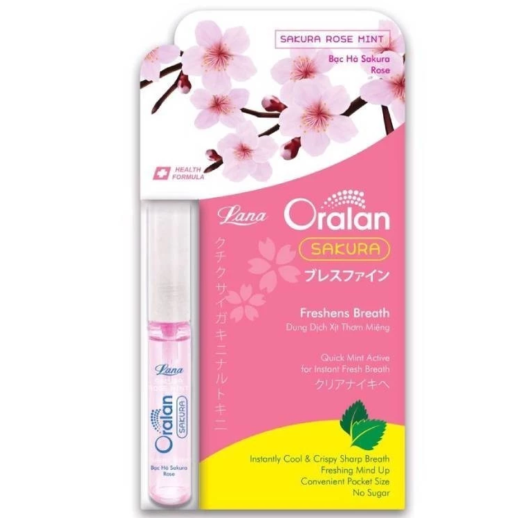 Lana - Oralan Sakura Dung Dịch Xịt Thơm Miệng Breath Spray 8ml. (Pack of 3)