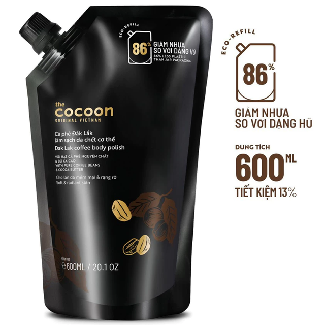 Cocoon Vietnam - Dak Lak Coffee Body Polish (Cà Phê Đắk Lắk Làm Sạch Da Chết Cơ Thể) with Pure Coffee Beans & Cocoa Butter Refill 600ml.