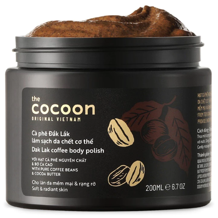 Cocoon Vietnam - Dak Lak Coffee Body Polish (Cà Phê Đắk Lắk Làm Sạch Da Chết Cơ Thể) with Pure Coffee Beans & Cocoa Butter 200ml.