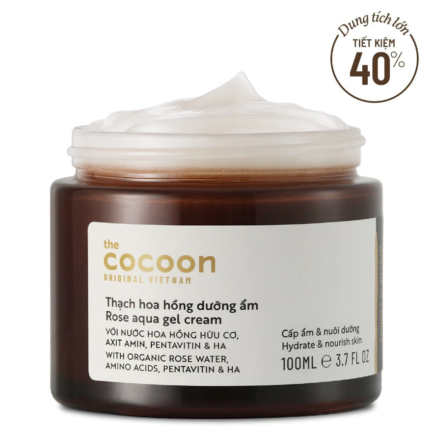 Cocoon Vietnam - Rose Aqua Gel Cream (Thạch Hoa Hồng Dưỡng Ẩm) with Organic Rose Water & HA 100ml.