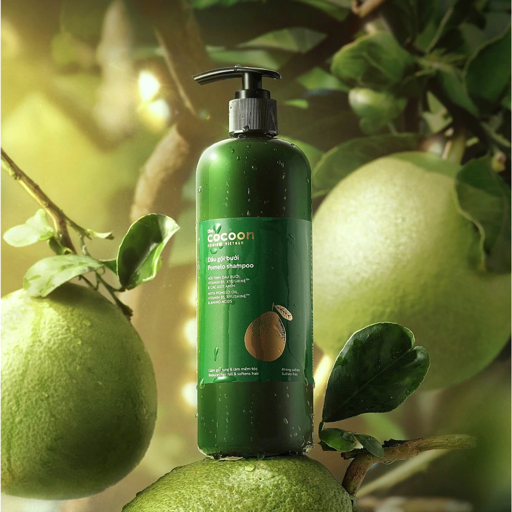 Cocoon Vietnam - Pomelo Shampoo (Dầu Gội Bưởi) with Pomelo Oil, Vitamin B5, Xylishine™ & Amino Acids, Sulfate-Free 500ml.