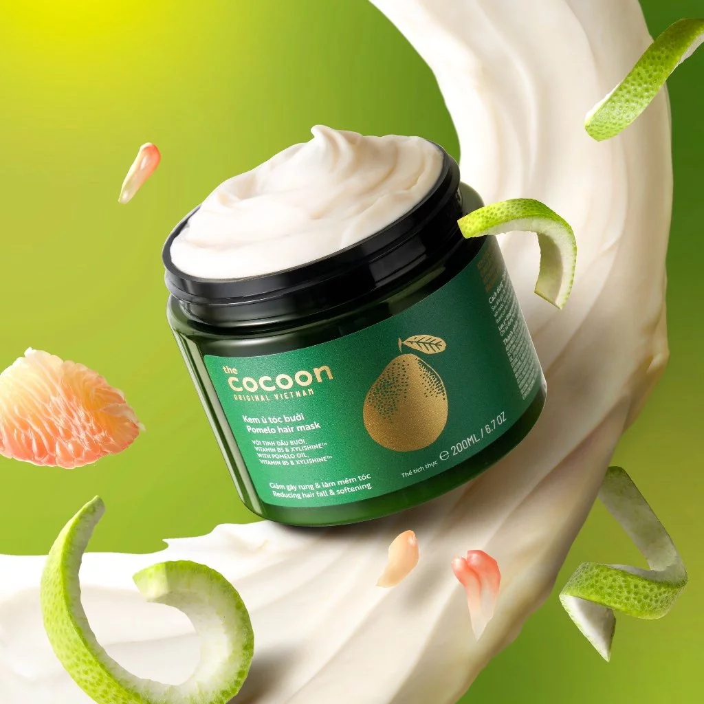 Cocoon Vietnam - Pomelo Hair Mask (Kem Ủ Tóc Bưởi) with Pomelo Oil, Vitamin B5 & Xylishine™ 200ml.
