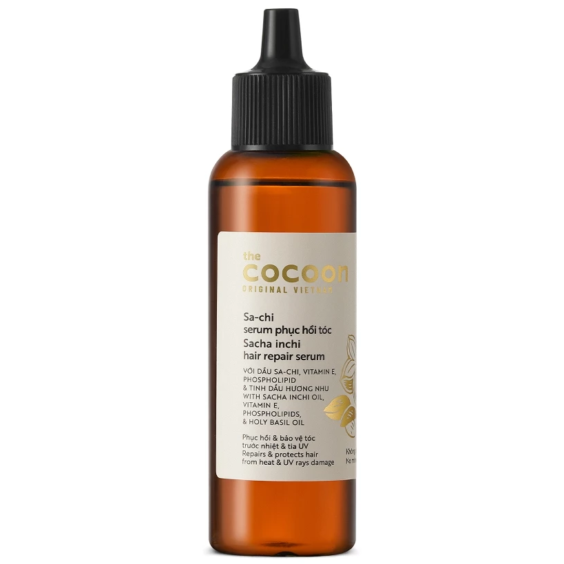 Cocoon Vietnam - Sacha Inchi Hair Repair Serum (Sa-chi Serum Phục Hồi Tóc) with Sacha Inchi Oil, Vitamin E, Phospholipids & Holy Basil Oil 70ml.