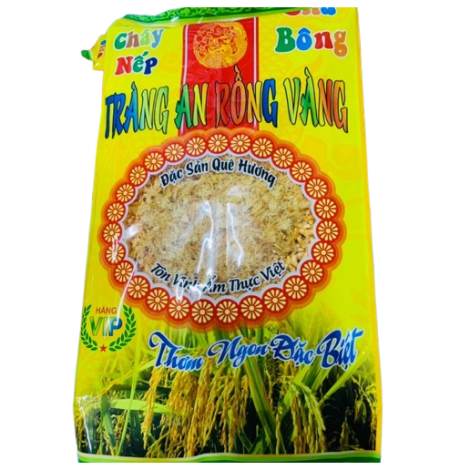 Cháy Nếp Chà Bông - Vietnamese Crispy Sticky Rice with Shredded Pork Tràng An Rồng Vàng 200g.