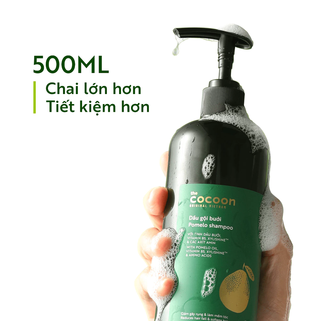 Cocoon Vietnam - Pomelo Shampoo (Dầu Gội Bưởi) with Pomelo Oil, Vitamin B5, Xylishine™ & Amino Acids, Sulfate-Free 500ml.
