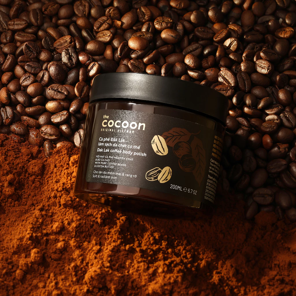 Cocoon Vietnam - Dak Lak Coffee Body Polish (Cà Phê Đắk Lắk Làm Sạch Da Chết Cơ Thể) with Pure Coffee Beans & Cocoa Butter 200ml.