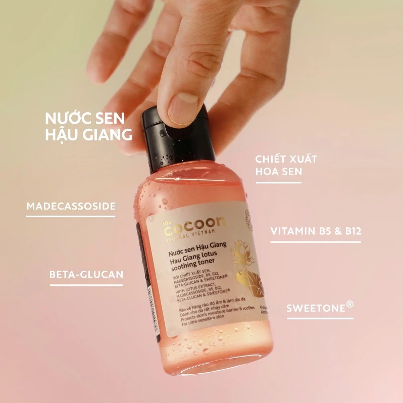 Cocoon Vietnam - Hau Giang Lotus Soothing Toner (Nước Sen Hậu Giang) with Lotus Extract, Madecassoside & B5 140ml.