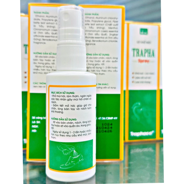 Traphaco - Trapha Spray - Antiperspirant and Deodorant Spray for Feet Xịt Khử Mùi Giảm Mồ Hôi & Khử Mùi Chân 50ml.