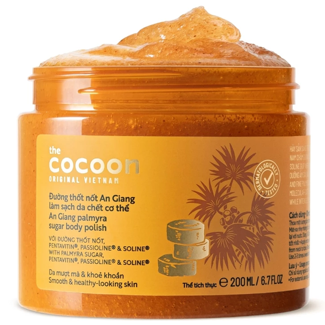 Cocoon Vietnam - An Giang Palmyra Sugar Body Polish (Đường Thốt Nốt An Giang Làm Sạch Da Chết Cơ Thể) with Palmyra Sugar, Pentavitin®, Passioline® & Soline® 200ml.