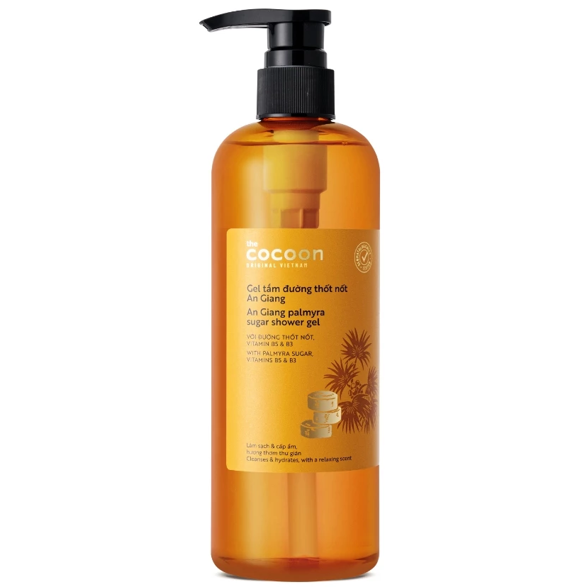 Cocoon Vietnam - An Giang Palmyra Sugar Shower Gel (Gel Tắm Đường Thốt Nốt An Giang) with Palmyra Sugar, Vitamins B5 & B3 500ml.