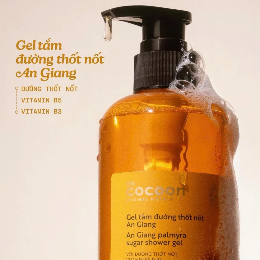 Cocoon Vietnam - An Giang Palmyra Sugar Shower Gel (Gel Tắm Đường Thốt Nốt An Giang) with Palmyra Sugar, Vitamins B5 & B3 500ml.