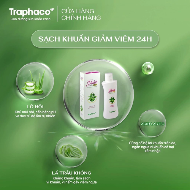 Traphaco - Solutab Daily - Feminine Hygiene Gel for Cleansing and pH Balance Gel Dung Dịch Cân Bằng pH Nhẹ Dịu 100ml.
