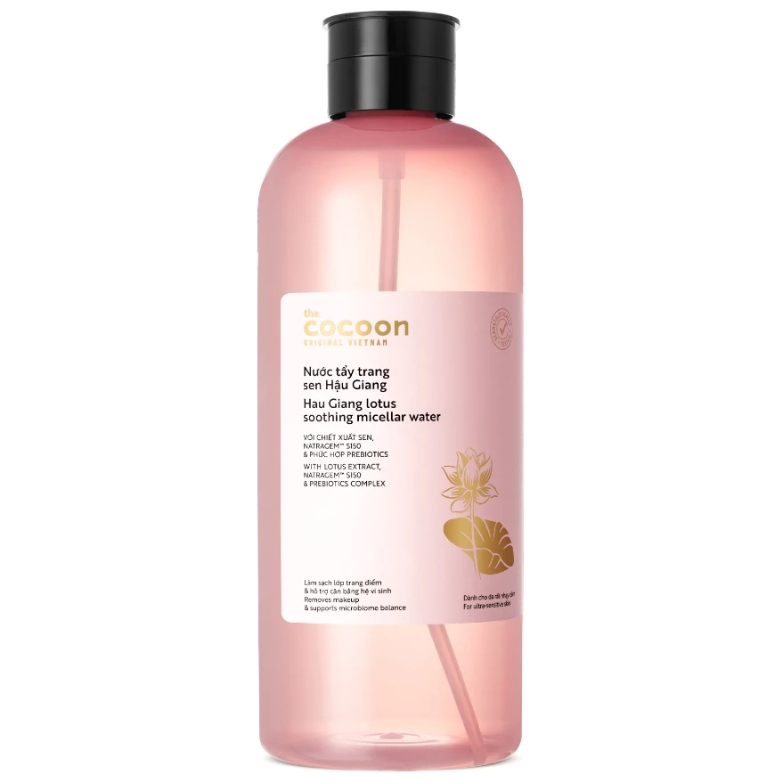 Cocoon Vietnam - Hau Giang Lotus Soothing Micellar Water (Nước Tẩy Trang Sen Hậu Giang) with Lotus Extract & Prebiotics 1000ml.