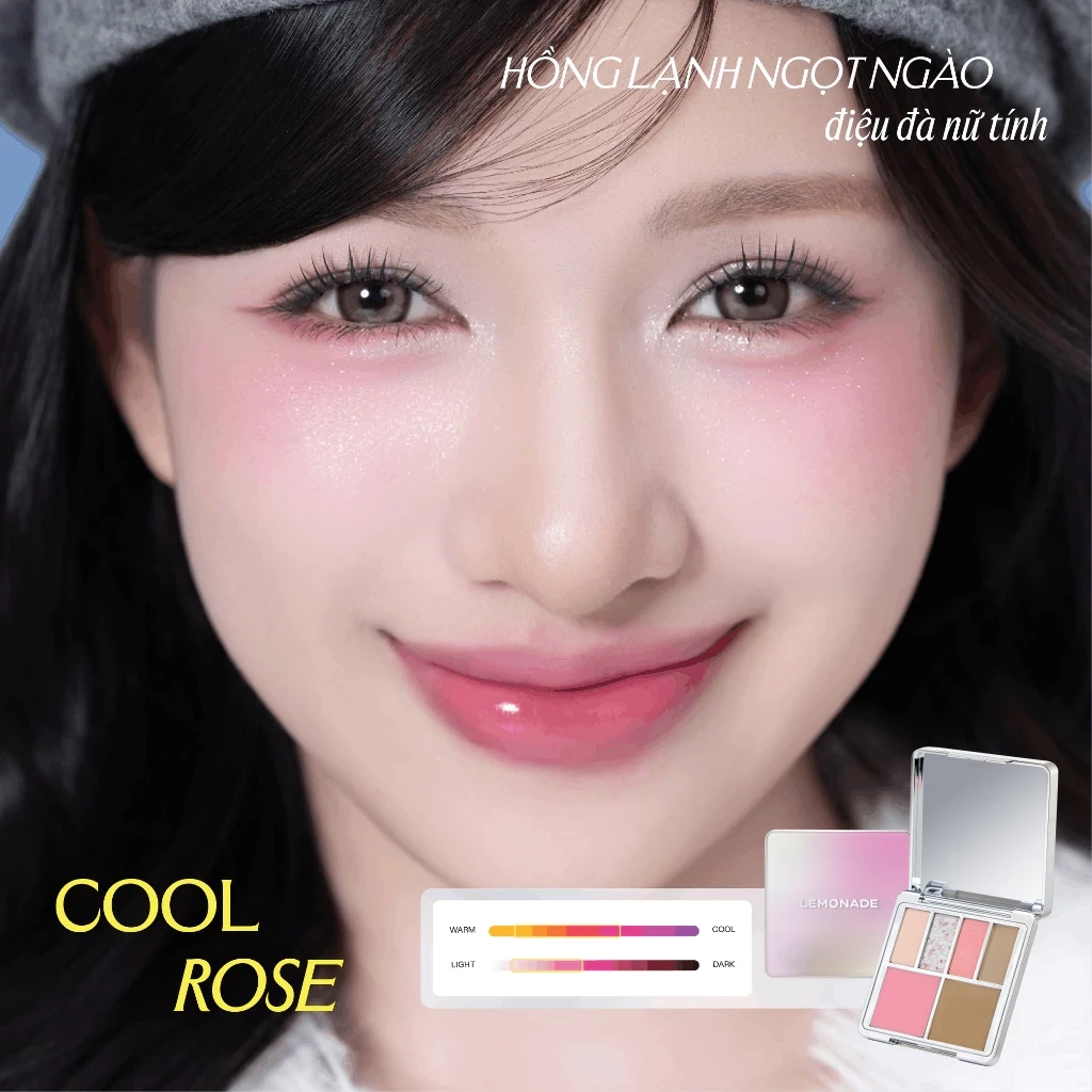 Lemonade - Aesthetic - Multi-Task Face Palette Bảng Phấn Mít Đa Năng Aesthetic Multi-task Palette - Cool Rose 10.8g.