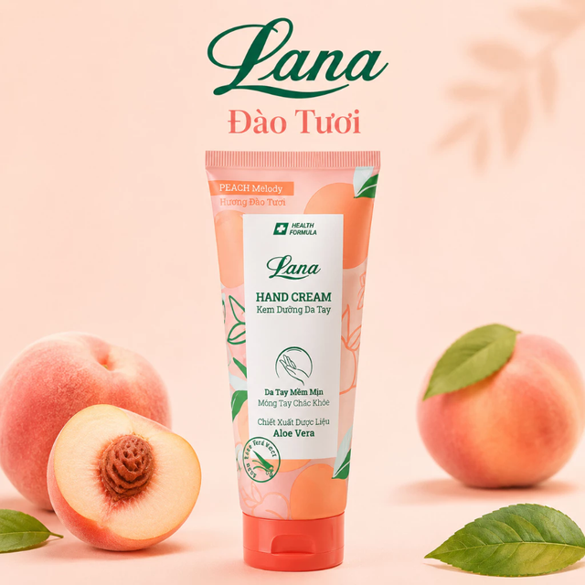 Lana - Aloe Vera Kem Dưỡng Da Tay Đào Tươi Hand Cream 80g.