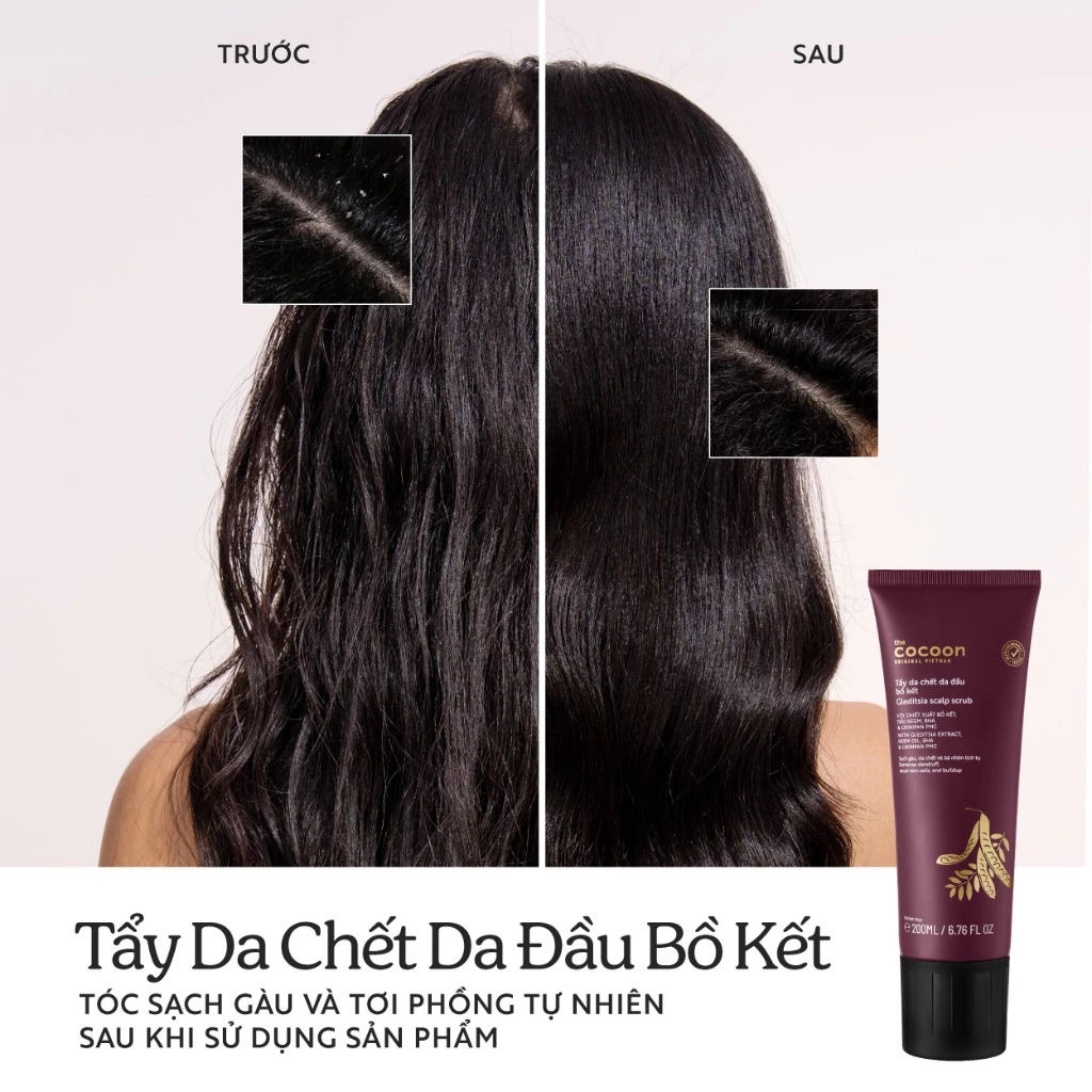 Cocoon Vietnam - Gleditsia Scalp Scrub (Tẩy Da Chết Da Đầu Bồ Kết) with Gleditsia Extract, Neem Oil, BHA & Crinipan PMC 200ml.