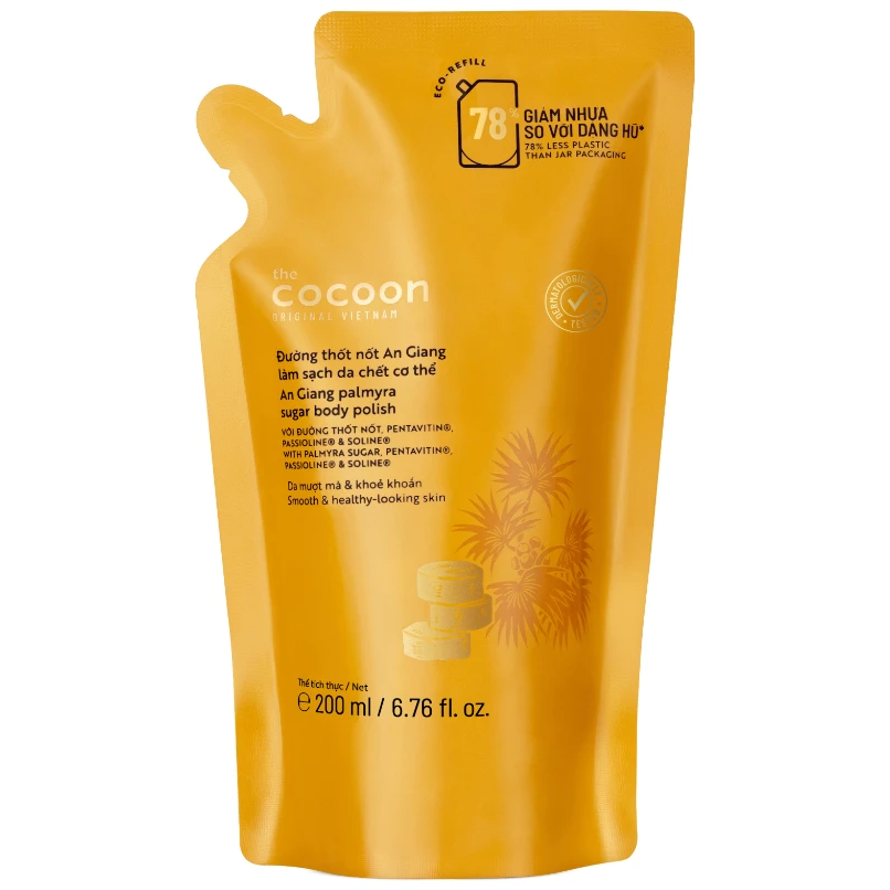 Cocoon Vietnam - An Giang Palmyra Sugar Body Polish (Đường Thốt Nốt An Giang Làm Sạch Da Chết Cơ Thể) with Palmyra Sugar, Pentavitin®, Passioline® & Soline® Refill 200ml.