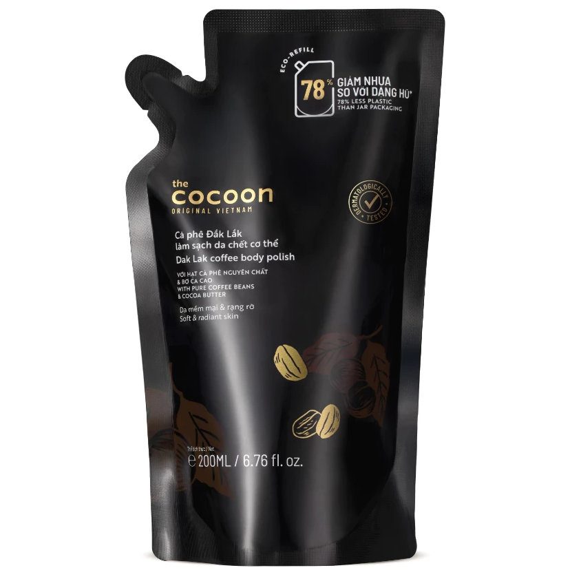 Cocoon Vietnam - Dak Lak Coffee Body Polish (Cà Phê Đắk Lắk Làm Sạch Da Chết Cơ Thể) with Pure Coffee Beans & Cocoa Butter Refill 200ml.