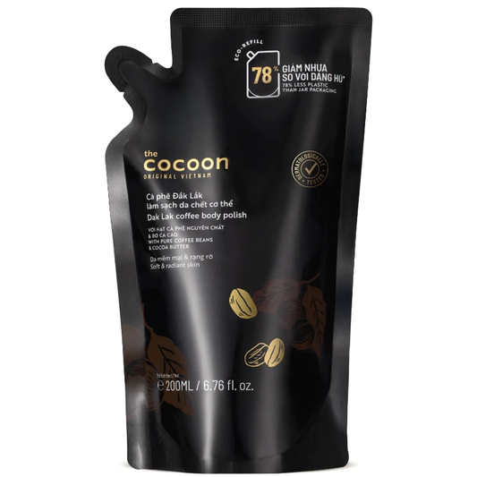 Cocoon Vietnam - Dak Lak Coffee Body Polish (Cà Phê Đắk Lắk Làm Sạch Da Chết Cơ Thể) with Pure Coffee Beans & Cocoa Butter Refill 200ml.