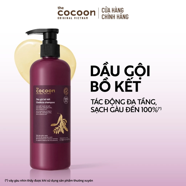 Cocoon Vietnam - Gleditsia Shampoo (Dầu Gội Bồ Kết) with Gleditsia Extract, Neem Oil, Crinipan PMC, BHA & BioEcolia® 500ml.