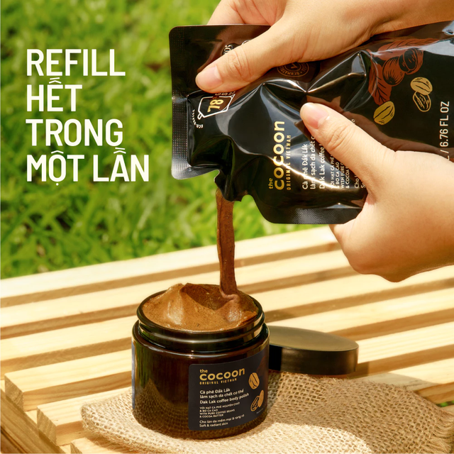 Cocoon Vietnam - Dak Lak Coffee Body Polish (Cà Phê Đắk Lắk Làm Sạch Da Chết Cơ Thể) with Pure Coffee Beans & Cocoa Butter Refill 200ml.