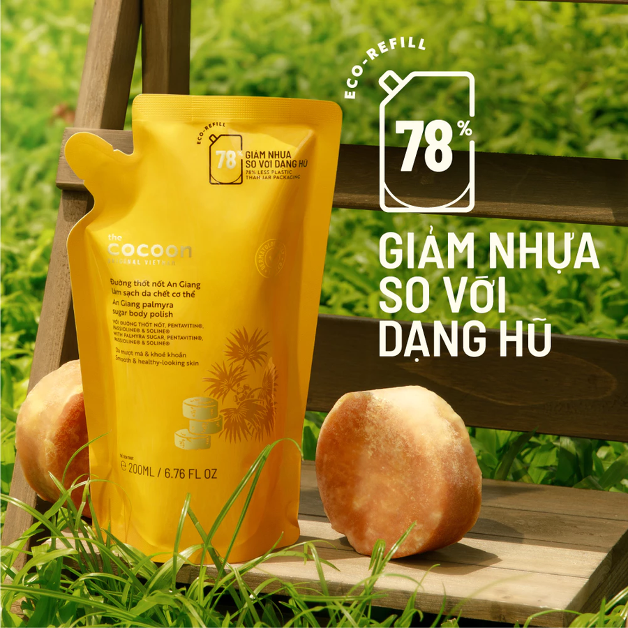 Cocoon Vietnam - An Giang Palmyra Sugar Body Polish (Đường Thốt Nốt An Giang Làm Sạch Da Chết Cơ Thể) with Palmyra Sugar, Pentavitin®, Passioline® & Soline® Refill 200ml.