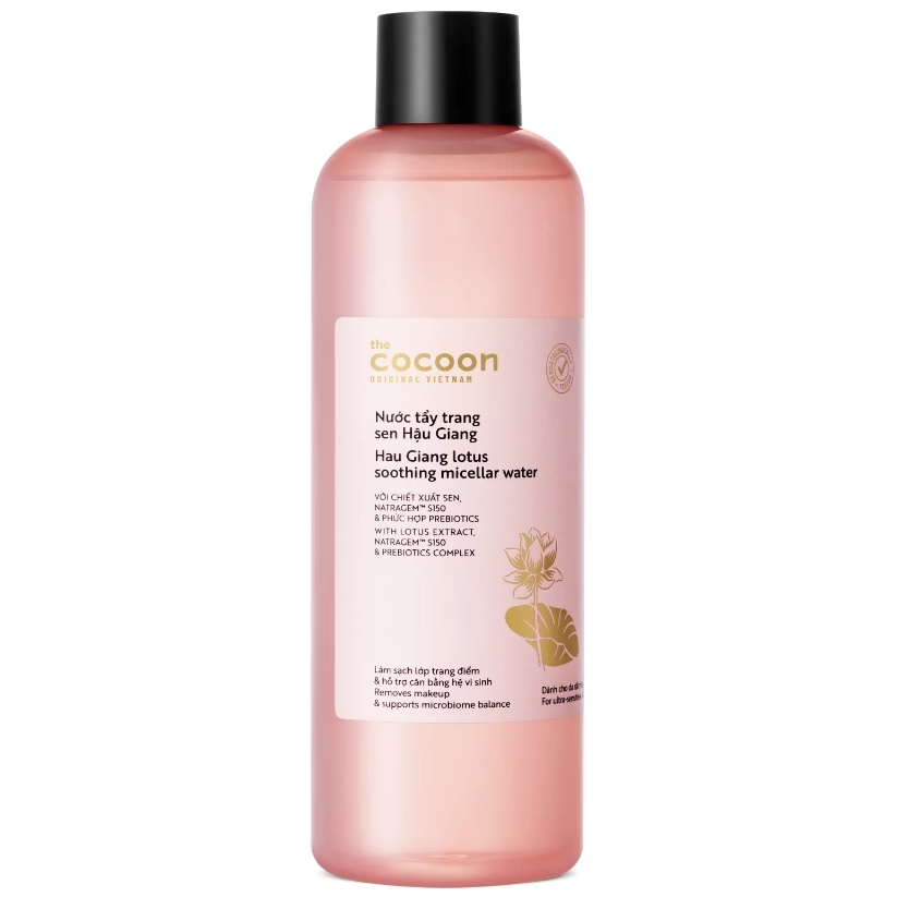 Cocoon Vietnam - Hau Giang Lotus Soothing Micellar Water (Nước Tẩy Trang Sen Hậu Giang) with Lotus Extract & Prebiotics 500ml.