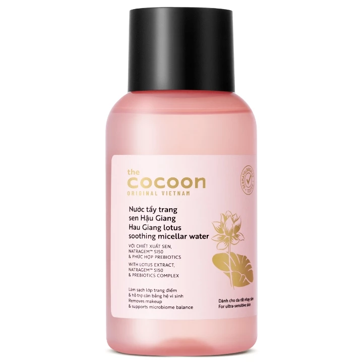 Cocoon Vietnam - Hau Giang Lotus Soothing Micellar Water (Nước Tẩy Trang Sen Hậu Giang) with Lotus Extract & Prebiotics 140ml.