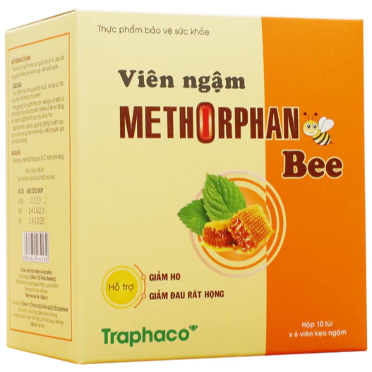 Traphaco - Viên Ngậm Methorphan Bee - Throat Lozenges for Cough, Sore Throat and Bronchitis Relief Họng, Ho & Viêm Phế Quản (60 Lozenges)