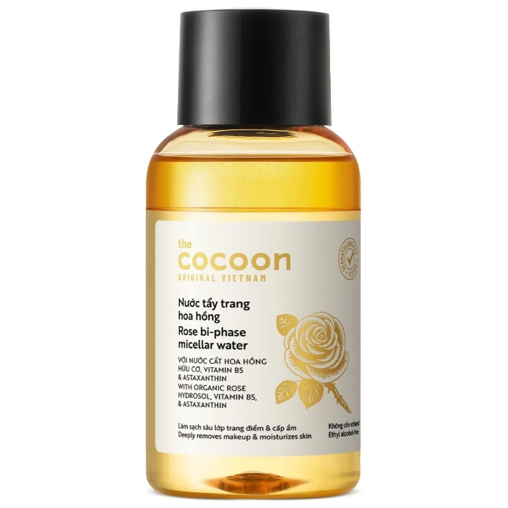 Cocoon Vietnam - Rose Bi-Phase Micellar Water (Nước Tẩy Trang Hoa Hồng) with Organic Rose Hydrosol & Vitamin B5 140ml.