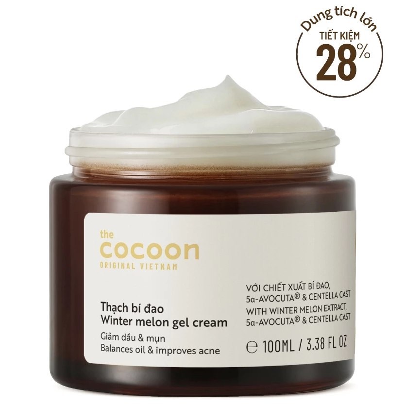 Cocoon Vietnam - Winter Melon Gel Cream (Thạch Bí Đao) with Winter Melon Extract, 5α-Avocuta® & Centella Asiatica 100ml.