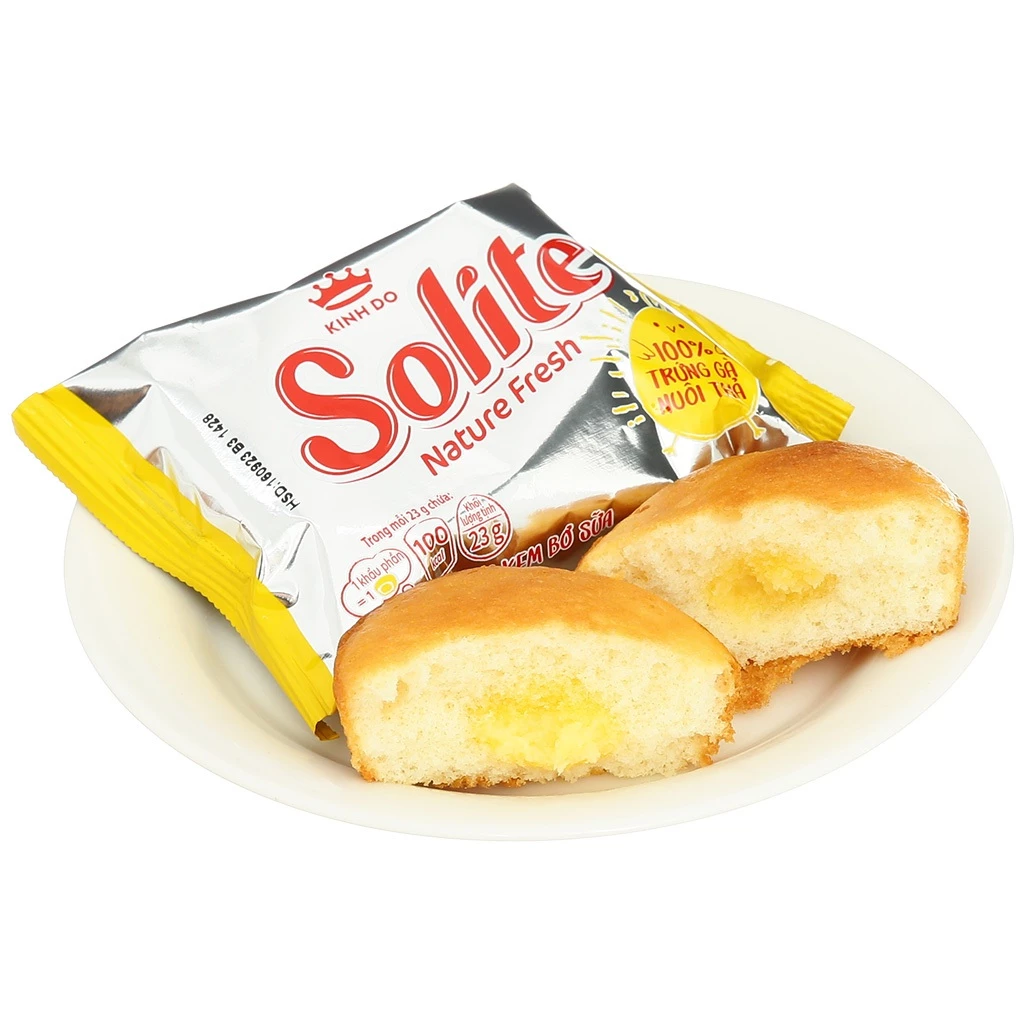 KINH DO - Solite - Nature Fresh Sponge Cake Bánh Bông Lan Kem vị Bơ Sữa with Mutter Cream Filling 276g. (12 pieces)