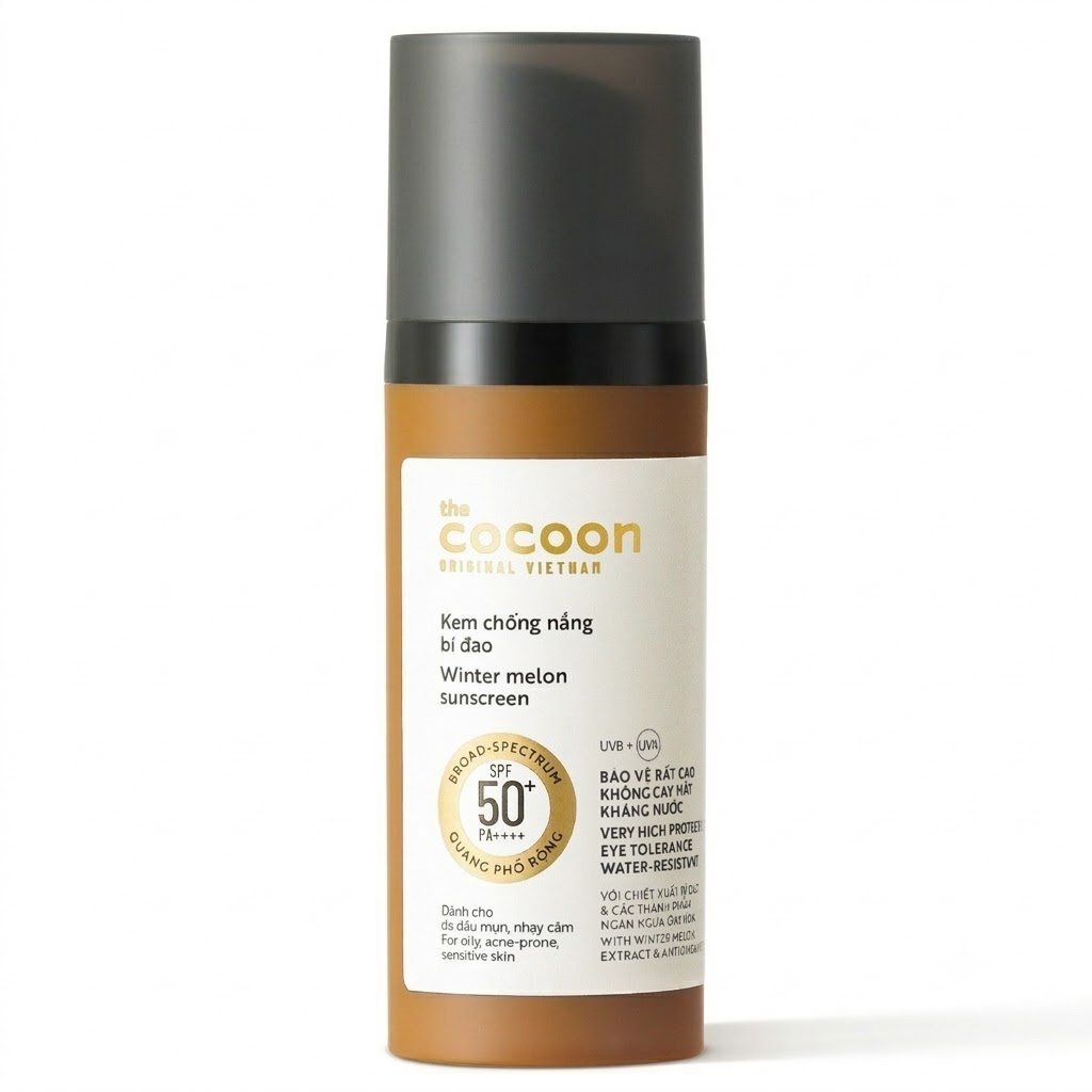 Cocoon Vietnam - Winter Melon Sunscreen SPF 50+ PA++++ UVA-PF 37 (Kem Chống Nắng Bí Đao) with Winter Melon Extract & Antioxidants 50ml.